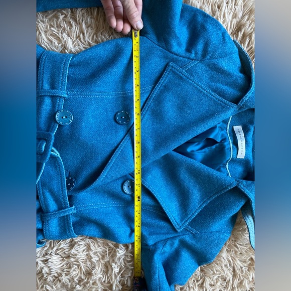 Susana Monaco lambs wool blue trench coat belted - Picture 5 of 5